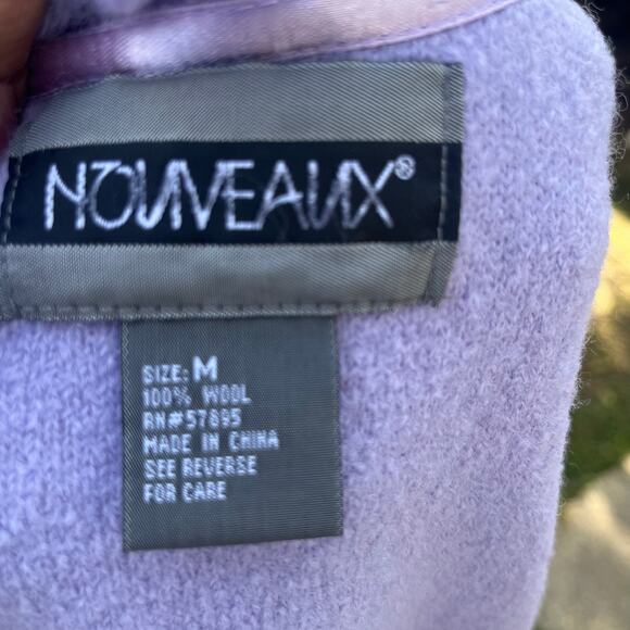 NOUVEAUX Women’s Jacket Sweater Lavender 100% Worsted Wool Fringe Pockets Sz M - Picture 4 of 4